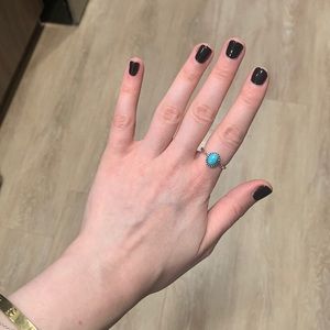 Madewell silver ring with blue turquoise pendant